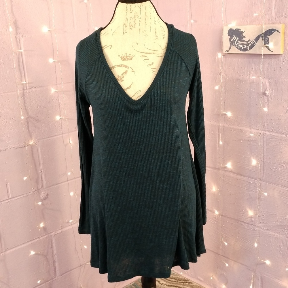 Dark Blue Green Long Sleeve Tunic